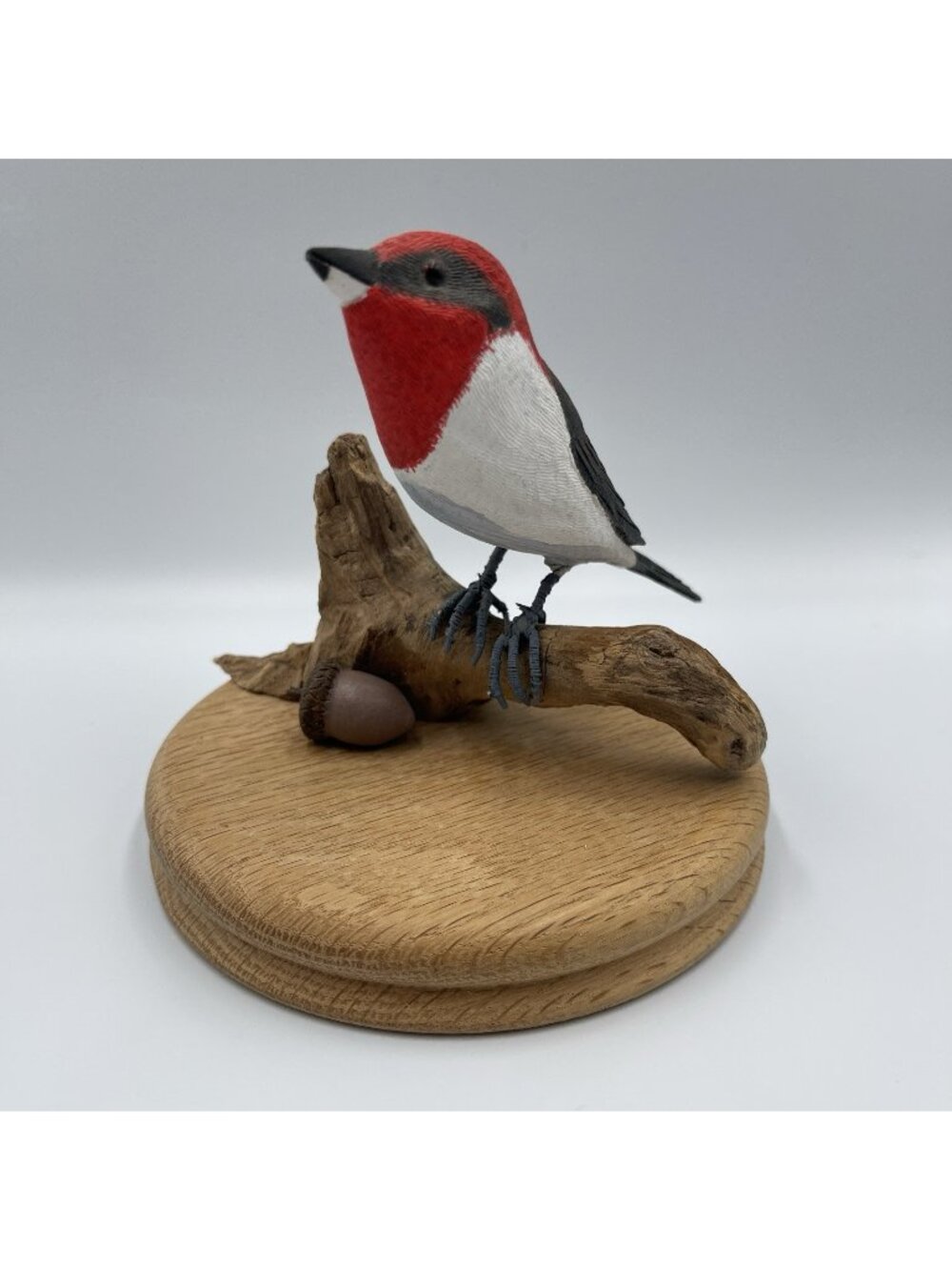 Vintage Hand-Carved Hand Painted Wooden Venezuelan Cardinal on Branch 1989